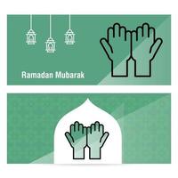 Ramadan Kareem concept banner with islamic  patterns vector