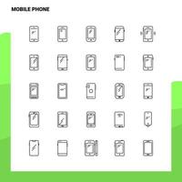 Set of Mobile Phone Line Icon set 25 Icons Vector Minimalism Style Design Black Icons Set Linear pictogram pack
