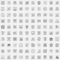 conjunto de 100 iconos de línea de negocios creativos vector