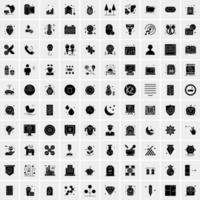 Set of 100 Universal Solid Icons vector