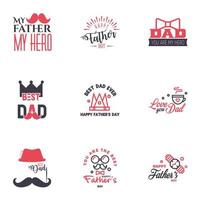 happy fathers day 9 Black and Pink text design Vector calligraphy Typography poster Usable as background Editable Vector Design Elements