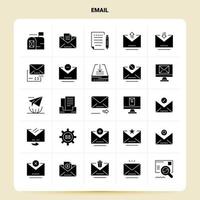 sólido 25 conjunto de iconos de correo electrónico diseño de estilo de glifo vectorial conjunto de iconos negros diseño de ideas de negocios web y móvil ilustración vectorial vector