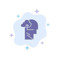 Experience Gain Mind Head Blue Icon on Abstract Cloud Background vector