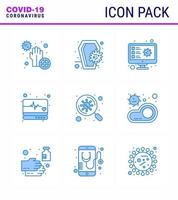 Coronavirus Precaution Tips icon for healthcare guidelines presentation 9 Blue icon pack such as supervision emergency infection record scan viral coronavirus 2019nov disease Vector Design Elemen