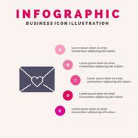 Mail Love Heart Infographics Presentation Template 5 Steps Presentation vector