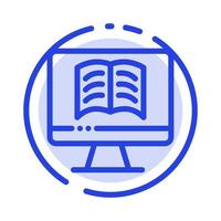 Computer Book OnTechnology Blue Dotted Line Line Icon vector