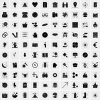 Set of 100 Universal Solid Icons vector