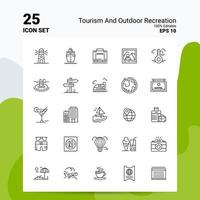 25 conjunto de iconos de turismo y recreación al aire libre 100 archivos eps 10 editables concepto de logotipo de empresa ideas diseño de icono de línea vector