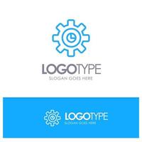 Graph Marketing Gear Setting Blue Outline Logo Place for Tagline vector