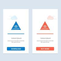 Eye Illuminati Pyramid Triangle  Blue and Red Download and Buy Now web Widget Card Template vector