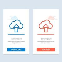 Arrow Upload Up Cloud  Blue and Red Download and Buy Now web Widget Card Template vector