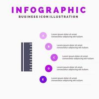 educación regla escuela sólido icono infografía 5 pasos presentación antecedentes vector