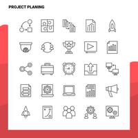 conjunto de iconos de línea de planificación de proyectos conjunto de 25 iconos diseño de estilo minimalista vectorial conjunto de iconos negros paquete de pictogramas lineales vector