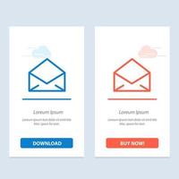 correo electrónico mensaje de correo abierto azul y rojo descargar y comprar ahora plantilla de tarjeta de widget web vector