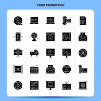 conjunto de iconos de producción de video sólido 25 diseño de estilo de glifo vectorial conjunto de iconos negros diseño de ideas de negocios web y móvil ilustración vectorial vector