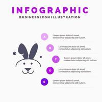 Bunny Easter Rabbit Solid Icon Infographics 5 Steps Presentation Background vector