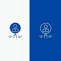 Find Glass Hiring Human Magnifier People Resource Search Line and Glyph Solid icon Blue banner Line and Glyph Solid icon Blue banner vector