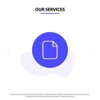 Our Services Document File Basic Ui Solid Glyph Icon Web card Template vector