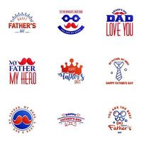 Happy fathers day 9 Blue and red vintage retro type font Illustrator eps10 Editable Vector Design Elements