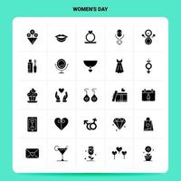 Solid 25 Womens Day Icon set Vector Glyph Style Design Black Icons Set Web and Mobile Business ideas design Vector Illustration