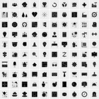 Set of 100 Universal Solid Icons vector