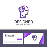 tarjeta de visita creativa y plantilla de logotipo proceso cerebral aprendizaje mente ilustración vectorial vector