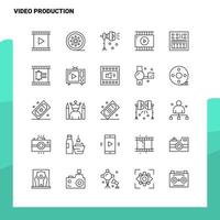 conjunto de iconos de línea de producción de video conjunto de 25 iconos diseño de estilo minimalista vectorial conjunto de iconos negros paquete de pictogramas lineales vector