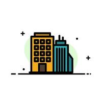 Building Office Tower Head office  Business Flat Line Filled Icon Vector Banner Template