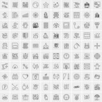 conjunto de 100 iconos de línea de negocios creativos vector