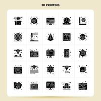 Solid 25 3d Printing Icon set Vector Glyph Style Design Black Icons Set Web and Mobile Business ideas design Vector Illustration