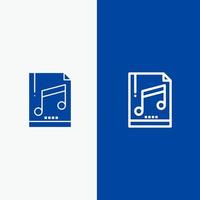 Audio Computer File Mp3 Sample Line and Glyph Solid icon Blue banner Line and Glyph Solid icon Blue banner vector