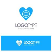 ecología, medio ambiente, mundo, corazón, como, azul, sólido, logotipo, con, lugar, para, tagline vector