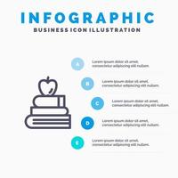 Apple Books Education Science Line icon with 5 steps presentation infographics Background vector