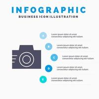 Camera Image Photo Picture Solid Icon Infographics 5 Steps Presentation Background vector