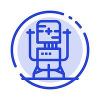 Biochip Bot Future Machine Medical Blue Dotted Line Line Icon vector