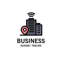 Building Wifi Location Business Logo Template Flat Color vector