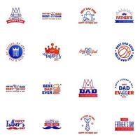 Happy fathers day 16 Blue and red vintage retro type font Illustrator eps10 Editable Vector Design Elements