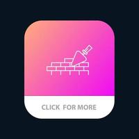 Brickwork Mason Building Travel Mobile App Button Android and IOS Line Version vector