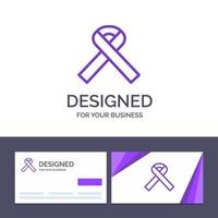 Creative Business Card and Logo template Ribbon Awareness Cancer Vector Illustration