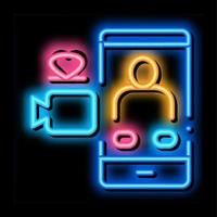 Romantic Video Calling neon glow icon illustration vector