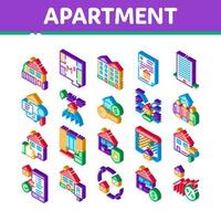 Apartment Building Isometric Icons Set Vector