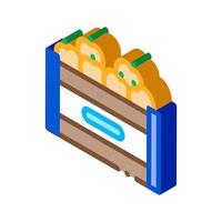 fruit box container isometric icon vector illustration