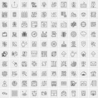 conjunto de 100 iconos de línea de negocios creativos vector