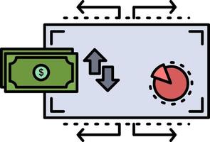 vector de icono de color plano de pagos de dinero de marketing de flujo de finanzas