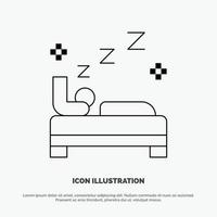 cama dormitorio limpio limpieza línea icono vector