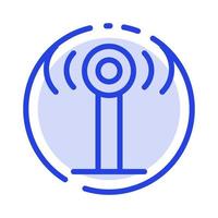 señal de servicio wifi línea punteada azul icono de línea vector