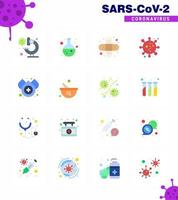 16 Flat Color Coronavirus disease and prevention vector icon water blood aid corona virus bug viral coronavirus 2019nov disease Vector Design Elements