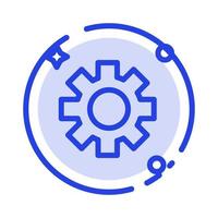 Gear Setting Cogs Blue Dotted Line Line Icon vector