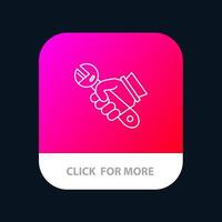 Wrench Repair Fix Tools Hand Mobile App Button Android and IOS Line Version vector