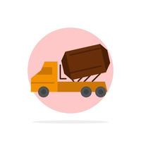 Truck Cement Construction Vehicle Roller Abstract Circle Background Flat color Icon vector